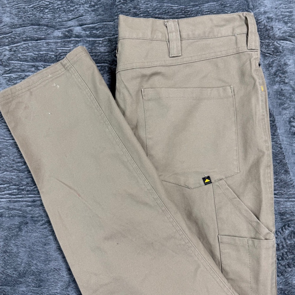 Caterpillar CAT Mens Khaki Canvas‎ Stretch Work Pants 42x34 Utility Trousers